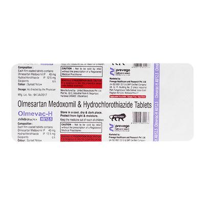 OLMEVAC H 40 Tablet 10's - Hypertension-Ang