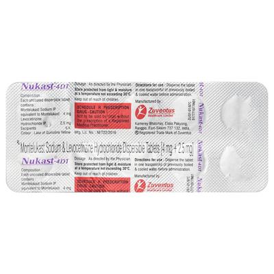 NUKAST 4 DT Tablet 10's - Allergies-Ant