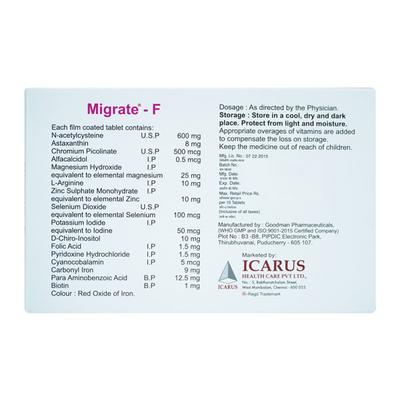 MIGRATE F Tablet 10's - Supplements-Vam