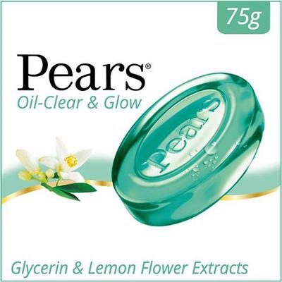 Pears Oil Clear & Glow Bathing Bar with Glycerin 98% , Lemon Flower Extracts 75 gm - Soaps