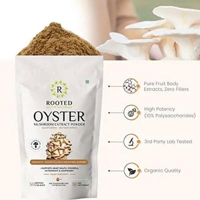 Rooted Active Naturals Oyster Mushroom Extract Powder 60 gm - Pure Herbs