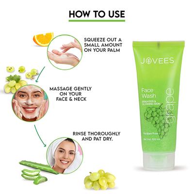 Jovees Herbal Grape Fairness Face Wash for Dull Skin and Paraben 120ml - Face Wash & Cleansers