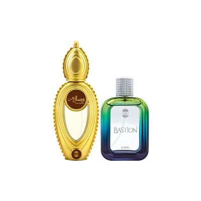 Ajmal Wisal Dhahab EDP Fruity Floral Perfume And Bastion EDP Woody Aromatic Perfume 150 ml - Men Perfumes (Edt/Edp)