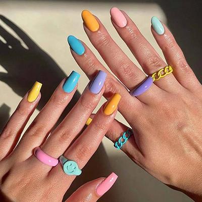 Gush Beauty Nailed It Reusable Luxury Press On Nails With Application Kit Pastels - Medium Almond 1's - Nail Art