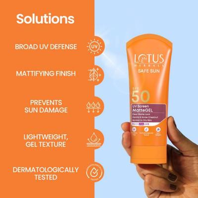Lotus Herbals Safe Sun Spf 50 Pa++ Uv Screen Matte Gel 100 g - Face Gels