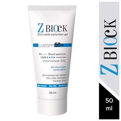 Z BLOCK UVB SPF 50+ PA+++ Sunscreen Gel 50ml - Sunscreen Preparations-Oth