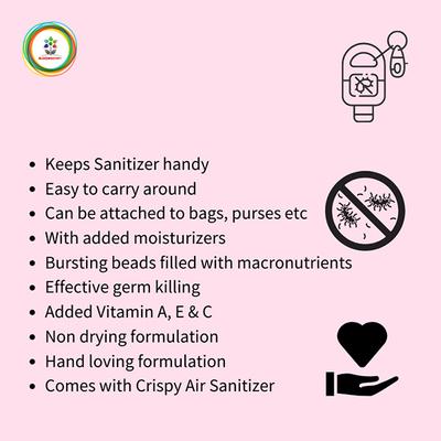 Bloomsberry Sanitizer Combo Pack (Pink Cat Holder + Crispy Air) 30 ml - Hand Sanitizer