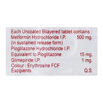 Glimison MP 1/500/15mg Tablet 15'S - Diabetes-Ant