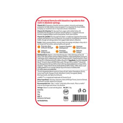 Wellbeing Nutrition Marvel Iron Man Melts Kids Organic Vitamin B12 D3+K2 and Folate Bone and Muscle (30 Strips) - Multi-Vitamins