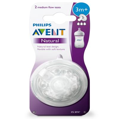 Philips Avent Natural 2.0 Medium Flow Nipple (SCF043/27) (3m+) - Feeding & Nursing