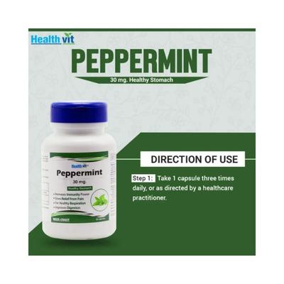 Healthvit Peppermint 30mg Healthy Stomach -Capsules 60's - Herbal Dietary Supplement
