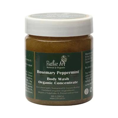 Rustic Art Organic Rosemary Peppermint Body Wash Concentrate 200 gm - Shower Gels & Body Wash
