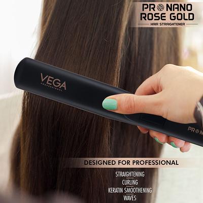 VEGA Professional Pro Nano Rose Gold Hair Straightener with Ultra Fast 20 Secs Heat Up, (VPPHS-01) 1's - Hair Dryers