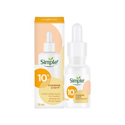 Simple Booster Serum 10 Percent Vitamin C+E+F for Youthful Glowing Skin 15 ml - Face Serum