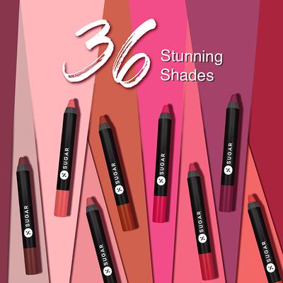 SUGAR Cosmetics Matte As Hell Crayon Lipstick - 21 Rose Tyler (Light Fuchsia/ Deep Rose) 2.8 gm - Lip Crayons