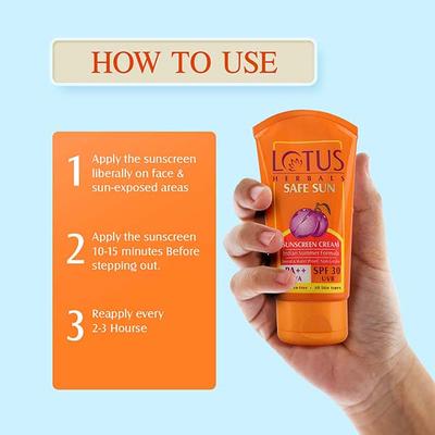 Lotus Herbals Safe Sun Sun Block Cream Pa++ Spf-30 50 Gm - Face Sunscreen