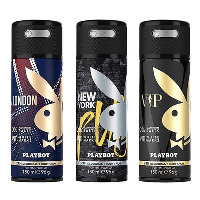 Playboy VIP + London + New York Deo New Combo Set - Pack of 3 Mens 450 ml - Men Deodorants/Roll-Ons
