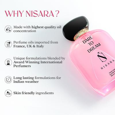 Nisara Dare to Dream Perfume Long Lasting Fragrance Fruity Floral Woody Eau De Parfum For Women 100 ml - Women Perfumes (Edt/Edp)