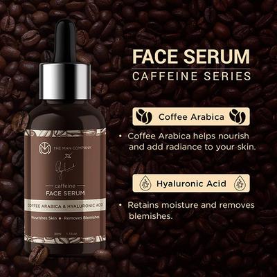 The Man Company Caffeine Face Serum with Coffee Arabica Hyaluronic Acid Tea 30ml - Face Gels