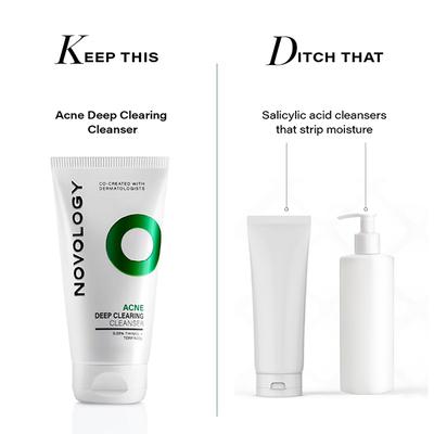 Novology Acne Clearing Cleanser for Acne, Whiteheads & Blackheads - Suitable for Sensitive Skin 150 gm - Face Wash & Cleansers