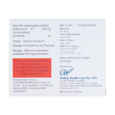AZITHROTON 500 Tablet 3's - Bacterial Infections-Cep
