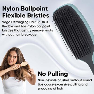 Vega Detangler Hair Brush for Men and Women with Ball-Tipped Bristels, Travel-Friendly (DTB-08) 130 gm - Hair Brushes