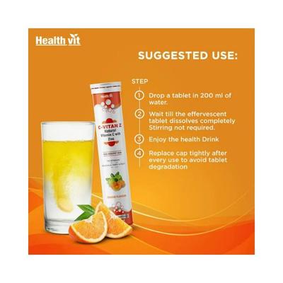 Healthvit C-Vitan-Z Natural Vitamin C and Zinc - Effervescent Tablets (Orange Flavour) 20's - Multi-Vitamins