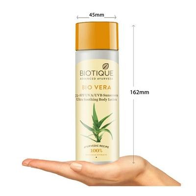 Biotique Sun Shield Aloe Vera 75+ SPF UVA/UVB PA+++ Sunscreen Ultra Protective Lotion 190 ml - Body Sunscreen