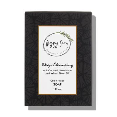 Fizzy Fern Deep Cleansing Cold Pressed Soap Charcoal Shea Butter & Wheat Cream Oil 125gm - Soaps