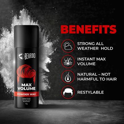 Beardo Max Volume Powder Wax Matte Finish Strong Hold Restylable Hair Wax 10gm - Hair Gels & Waxes