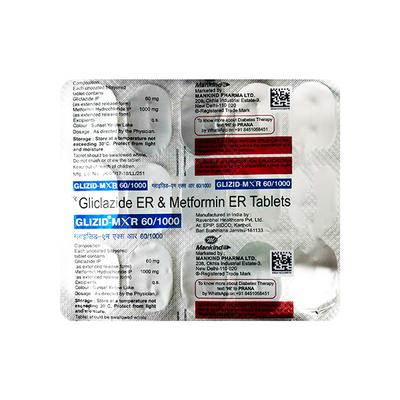 GLIZID M XR 60/1000 Tablet 15's - Diabetes-Ant