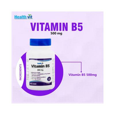 Healthvit Vitamin B5 (Calcium Pantothenate) 500mg-Capsules 60's - Multi-Vitamins