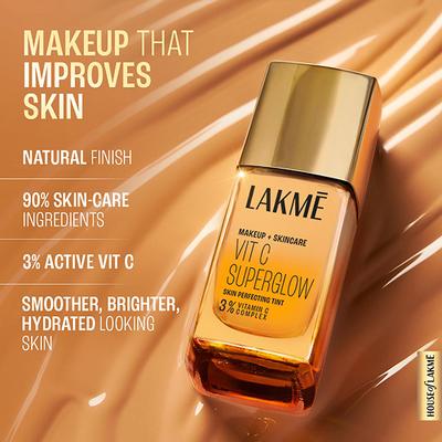 Lakme Makeup+Skincare Vitc Superglow Skin Perfecting Tint Cool Cinnamon C300 25 ml - Foundation