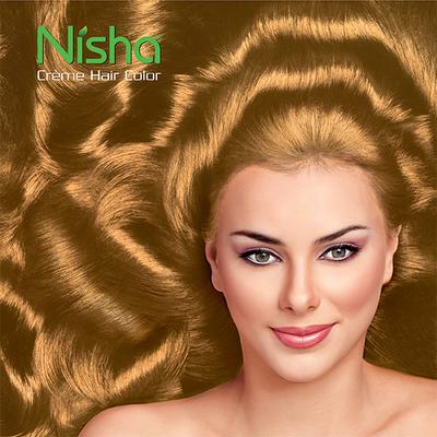Nisha Creme Hair Color - 7.3 Honey Blonde 60 gm - Crème