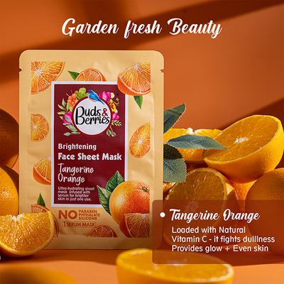 Buds & Berries Tangerine Orange Sheet Mask Pouch 25 gm - Sheet Masks