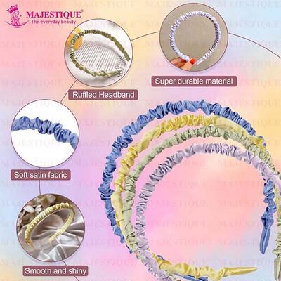Majestique Headband Satin Silk Twine Beautiful Fancy Hair Band For Girls Women, Color May Vary 4's - Hair Clips/Bands