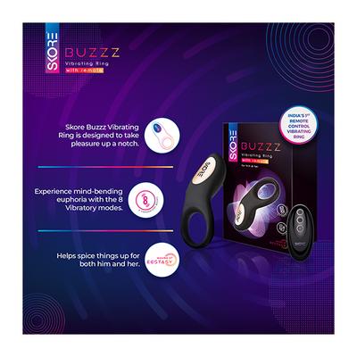 Skore Buzz Vibrating Ring With Remote & 8 Vibrating Mode 1's - Massagers And Vibrators