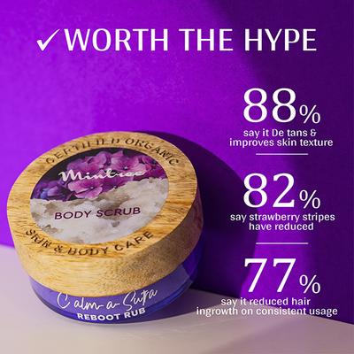 Mintree Certified Organic Calming Sugar Scrub, Exfoliates and Brightens Skin, Removes Tan 150 gm - Scrubs & Exfoliants