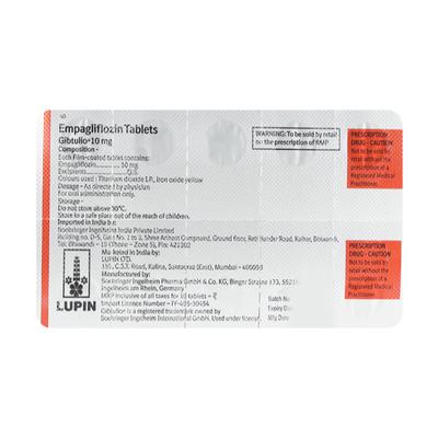 Gibtulio 10mg Tablet 10'S - Diabetes-Ant