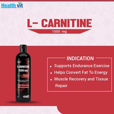 Healthvit L-Carnitine 1500 mg Liquid - Watermelon Flavour 450 ml - Bcaa Supplements