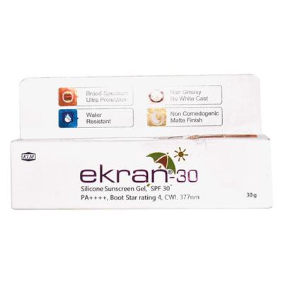 Ekran SPF 30 Pa++++ Silicon Sunscreen Gel(Topical) 30gm - Sunscreen Preparations-Emo