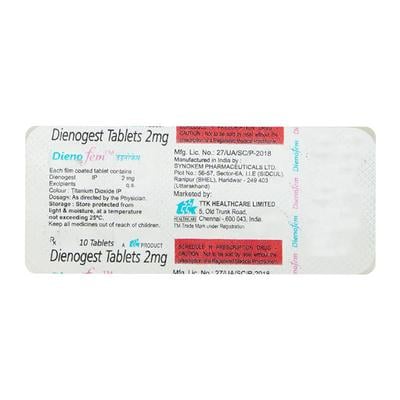 Dienofem 2mg Tablet 10'S - Contraception-Ora