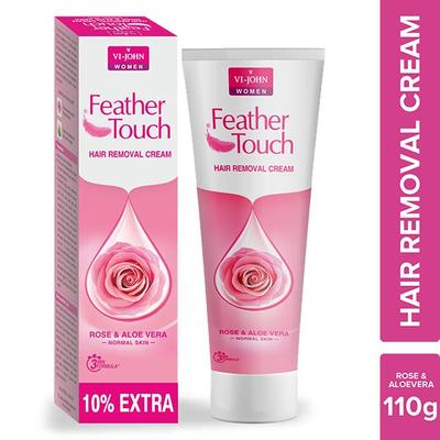 VI-John Feather Touch Hair Removal Cream Rose & Aloevera Tube for Normal Skin 110 gm - Shaving Creams