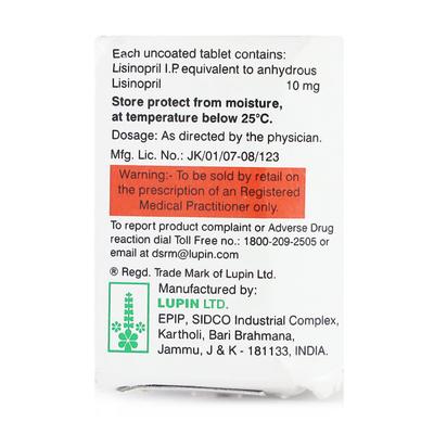 Lipril 10mg Tablet 15'S - Hypertension-ACE