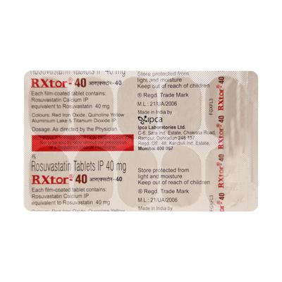 Rxtor 40mg Tablet 10'S - High Cholesterol-Dys
