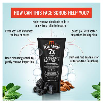 Man Arden 7X Activated Charcoal Face Scrub 100 ml - Face Scrubs