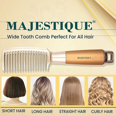 Majestique Extra Wide Tooth Comb, 8 Inch Big Comb for All Hair Types - Golden 1's - Hair Brushes
