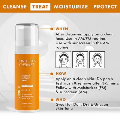 Conscious Chemist 10% Vitamin C Face Serum (Advanced) With Peptide For Glowing Skin 30ml - Face Serum