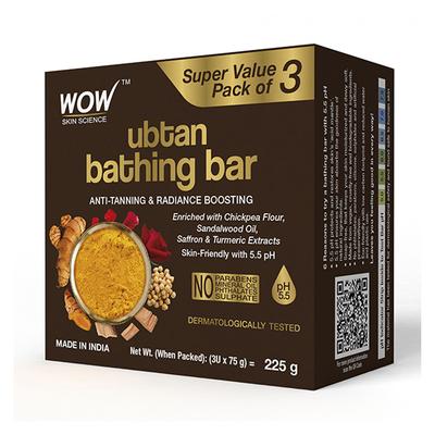 Wow Life Science Ubtan Bathing Bar - Super Value Pack of 3 - Skin-Friendly with 5.5 pH (75g X 3) 1's - Soaps