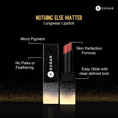 SUGAR Cosmetics Nothing Else Matter Longwear Lipstick - 25 Rust Issues (Rusty Peach/Coral Rose) 3.5 gm - Lipsticks